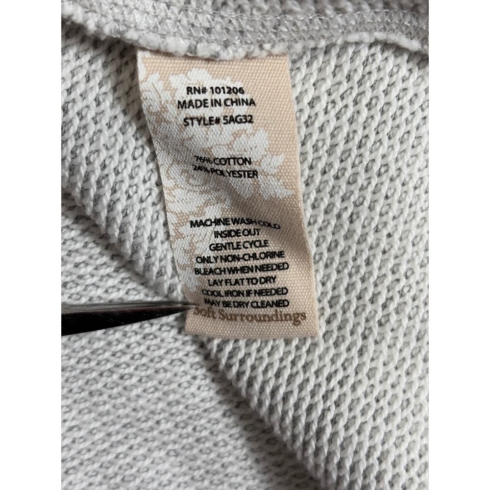 Soft Surroundings Grey Marl Henley Hoodie 3/4 Sleeve Waffle Knit 2X 5AG32 - Picture 4 of 9